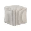 Square Pouf Plush Off-White Corduroy Fabric Upholstery Modern Ottoman, Footstool, Non-Slip Floor Pouf, Bean Bag Chair, 1pc Sitting Pouf