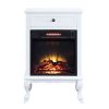 White 1-Drawer Fireplace with Queen Ann Leg