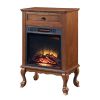 Walnut 1-Drawer Fireplace with Queen Ann Leg