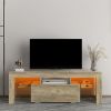 TV Stand with LED RGB Lights; Flat Screen TV Cabinet; Gaming Consoles - in Lounge Room; Living Room; WOOD