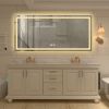 59 in. H LED Single Bathroom Vanity Mirror in Polished Crystal Bathroom Vanity LED Mirror for Bathroom Wall Smart Lighted Vanity Mirrors