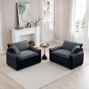 Grey Corduroy,Luxurious and Sophisticated Deep Seated Sofa Set with Two Single Deep Seat Sofa Suitable for Living Room and Office