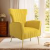 Velvet Accent Chair, Wingback Arm Chair with Gold Legs, Upholstered Single Sofa for Living Room Bedroom