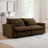 Modern Sofa 2 Seater Corduroy Fabric Sofa with Armrests for Apartment Living Room, Brown