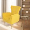 Velvet Accent Chair, Wingback Arm Chair with Gold Legs, Upholstered Single Sofa for Living Room Bedroom