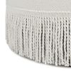 Yolanda 24" Round Upholstered Accent Ottoman, Alabaster Off White Tweed