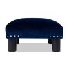 Jules 16" Square Accent Footstool Ottoman, Navy Blue Velvet