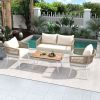 K&K 4-Piece Boho Rope Patio Furniture Set, Outdoor Furniture with Acacia Wood Table
