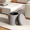 Brandy 14" Round Upholstered Storage Ottoman with Leather Accent, Uptown Gray