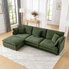 Modern Home Living Room L-Shaped Sectional Sofa Couches with Storage Ottoman, Convertible Oversized 4 Seater Couch Towel Fabric, Green