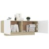 TV Cabinet White and Sonoma Oak 39.4"x13.8"x15.7" Engineered Wood