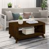 Rectangular Wood Coffee Table for Living Room, 41.5-Inch Coffee Table with Solid Wood Legs