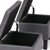 Dover - 3 Piece Storage Ottoman - Stone Grey