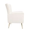 Velvet Accent Chair, Wingback Arm Chair with Gold Legs, Upholstered Single Sofa for Living Room Bedroom, White