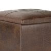 Rockwood - Cube Storage Ottoman with Tray - Distressed Brown