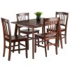 Shaye 5-Pc Dining Table with Slat Back Chairs; Walnut