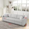 106.3" Soft Rabbit Plush Modular 3-person Sofa - Highly Comfortable & Distinctive Design. Ideal for Bedroom & Living Room. Light gray. Modern & Plush