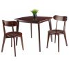 Pauline 3-Pc Dining Table with H-Leg Chairs; Walnut
