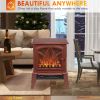 HOMCOM Electric Fireplace Stove, 18" Freestanding Fireplace Heater with Realistic Flame, Overheating Protection, Portable, 750W/1500W, Red