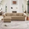 L Shaped Sectional Sofa With Storage Seats and Storage Ottoman, Modern Velvet 3 -Seat Sofa With Reversible Ottoman