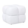 Pixel 21" Oversized Square Tufted Pouf Ottoman, Almond White Chenille