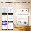 40*24 Inch LED Bathroom Mirror Vanity Mirrors with Front Lights Wall Mounted Anti-Fog Frameless Make Up Mirror with Light 5 mm Copper-Free Silver Mirr