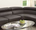 Luxurious Living Room Furniture Sectional Sofa 2pc Set Espresso Faux Leather Flip-up Headrest