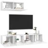 TV Cabinets 3 pcs High Gloss White Engineered Wood