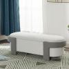 Large Versatile Storage Ottoman Bench: Spacious, Durable, and Stylish for Any Room ,White with light grey(51"*20"17")