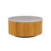 Faux White Marble Round Coffee Table with Storage