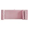Velvet Multifunctional Storage Rectangular ottoman bench with 1 Pillow, Pink