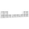 8 Piece TV Cabinet Set White Engineered Wood