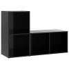 TV Cabinets 2 pcs Black 28.3"x13.8"x14.4" Engineered Wood