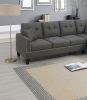2-PCS SECTIONAL SET Living Room Furniture LAF Sofa And RAF Chaise Dark Coffee Color Linen Like Fabric Tufted Couch