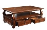 Walnut 4-Drawer Coffee Table with 1 Shelf