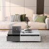 Modern style black and white coffee table with two storage spaces
