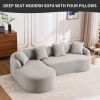 LingYu022-Grey Compression Sofa, Memory Foam 3-Seater Sofa, No Installation & Easy to Transport, Deep Seat Modern Sofa with Chenille Fabric