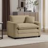 Tan Corduroy Fabric, Comfortable Single Chair Deep Seat Sofa With One Pillow, Suitable for Living Room and Bedroom, Club Multiple Occasions