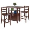 Albany 3-Pc High Table with Ladder-back Counter Stools; Walnut