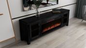 Bridgevine Home Tybee 86 inch Electric Fireplace TV Console for TVs up to 95 inches, Minimal Assembly, Clove finish