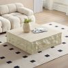 Fiberglass Square Center Coffee Table for Living Room 35.43'' Vintage Table,Imitation Stone Table front of the Sofa
