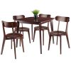 Pauline 5-Pc Dining Table with H-Leg Chairs; Walnut