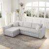 106.3" Soft Rabbit Plush L-shaped 4-Person Sofa. Comfortable & Stylish. Matches Bedroom & Living Room. Light gray. Modern plush furniture. Modular des
