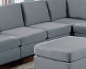 Modular Sectional 9pc Set Living Room Furniture Corner Sectional Couch Grey Linen Like Fabric 3x Corner Wedge 4x Armless Chairs and 2x Ottomans