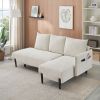 79.50 inches long, Velvet Sofa Fabric, with three matching pillows and spacious and comfortable seats, for Apartment Office Living Room - Beige
