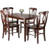 Inglewood 5-Pc Dining Table with Key Hole Back Chairs; Walnut