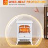 HOMCOM 21" Electric Fireplace Heater, Freestanding Fire Place Stove with Realistic LED Flames and Logs, and Overheating Protection, 750W/1500W, White