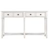 TREXM Console Table Sofa Table Easy Assembly with Two Storage Drawers and Bottom Shelf for Living Room, Entryway (Ivory White)
