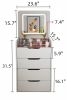 3 in 1 Vanity Desk with Plip Top Mirror,Small Make Up Vanity Set with Visible Glass Desktop,Compact Makeup Vanity with 3 Drawers,Cushioned Tool