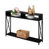 Free shipping Industrial Style Porch Table Side Cross, 3-layer Black Oak Triamine Board [108*23*76cm]